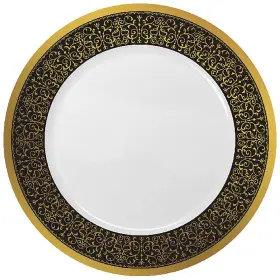 Decorline 615867838910 Exquisite Black And Gold Inch Majestic Combo Plates - 10.25 7.5 32-piece Comb
