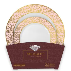 Decorline 615867838996 Dazzling Gold Ftmosaicft Combo Dinner And Salad Plates - 10.25 Inch 7.5 32-piece