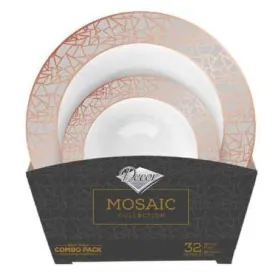 Decorline 615867839009 Luxurious Rose Gold Ftmosaicft Combo Soup And Dessert Bowls - 12 Inch 5 32-piece