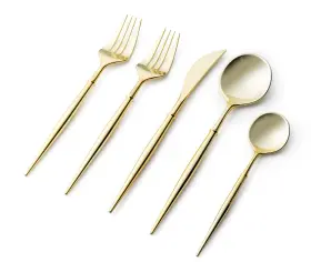 Decorline 617270152577 Cutlery Set Gold Package Includes 8 Knives - Spoon Teaspoo