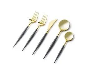Decorline 617270152591 Gold Cutlery Set Gray Handle Package Includes 8 Knives - Spoo
