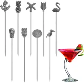 Deekoudt 726084021174 Martini Cocktail Picks Reusable Olive Garnish Skewer Fruit Toothpicks