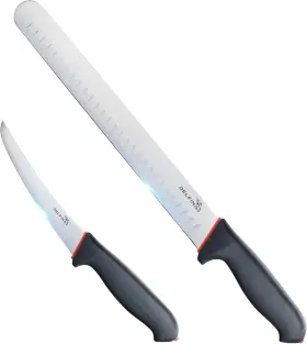 2pcs-dgy Delfina Professional 2 Piece Bbq Knife 12 Inch Carving Set Dark Gray