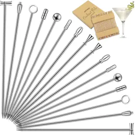 Demi16ctp Demigo Cocktail Picks 16pcs 8 New Styles Stainless Steel Reusable Olive Stuffers