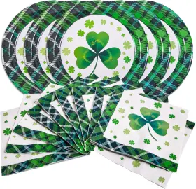 Dereinwo 313107782749 100 Pcs St Patricks Day Paper Plates And Napkins 9 In Green Plat