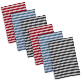 Camz12190 Design Cotton I Love Paris Striped Heavyweight Dishcloths In Multi-color Set Of 6