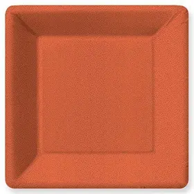 627-06978 Design Orange Pebble Dinner Square Paper Plates 8 Ct