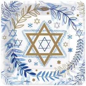 Design 672458319364 Decorative Paper Plates Disposable 7 Inch Dessert For Hanukkah Part