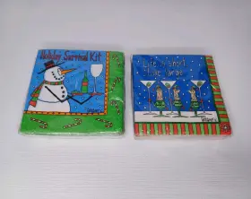 Design 732296136179 Gregory K Christmas Party Cocktail Beverage Napkin 2 Packs 40 Napkins