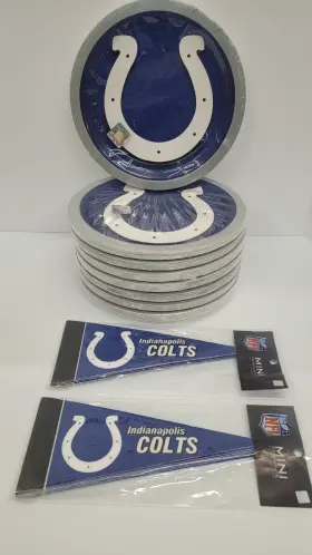 Design Ware 013051409227 Indianapolis Colts Nfl Football Party 9 Inch Paper Plates 144 Ct Mini Pennants New