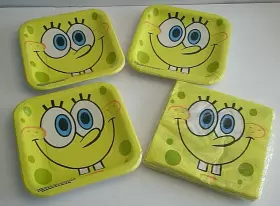 Design Ware 661526011736 Vintage Spongebob Party Supplies Napkins Dessert Plates Made In Usa Sealed 2002