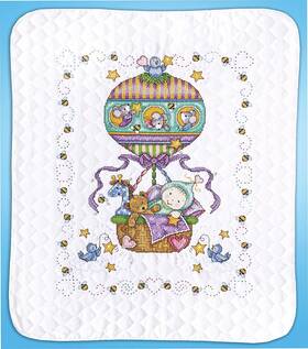 Design Works Crafts B00gvz6cvy Tobin Balloon Ride Stamped Cross Stitch Baby Quilt Kit 34x43