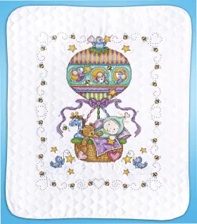 B00gvz6cvy Design Works Crafts Tobin Balloon Ride Stamped Cross Stitch Baby Quilt Kit 34x43