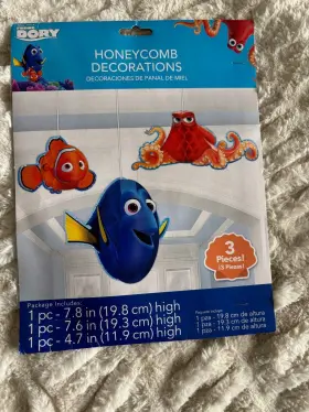 Designware 011179486601 Disney Pixar Finding Nemo Dory Hank 3-pcs Honeycomb Party Decorations New