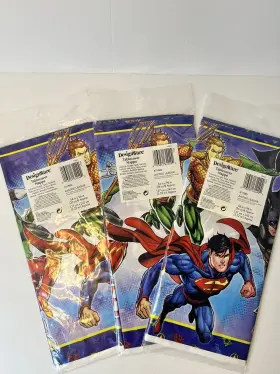 Designware 013051502270 Justice League Dc Comics 54 Inch X96 Paper Tablecloth 3 Count Nip