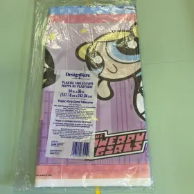 Designware 018100631550 Powerpuff Girls Vintage 1999 Plastic Table Cover Cloth Birthday Game Party C