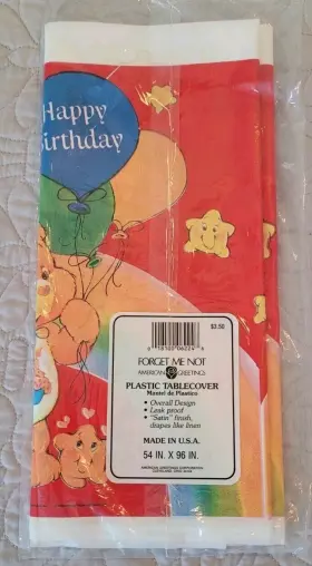 Designware 018100997526 Vintage Nip Care Bears Happy Birthday Table Cover Cloth 54x96 American Greetings