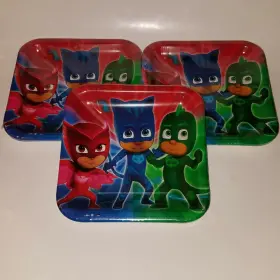 Designware 068981866633 New 3 Pj Masks Paper Plates Lot Birthday Party Supplies 9 Inch Square 8 Per Pack