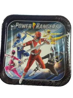 Designware 192937235645 Power Rangers 9 Inch Square Party Plates 8 Count 2021 Amscan Disposable Birthday
