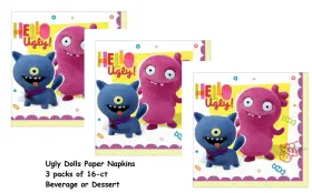 16-2ply Designware 502085 Lot Of 3 Ugly Dolls Paper Beverage Napkins 5 Inch Folded 2019 Moxy
