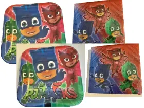 541741 Designware Pj Masks Birthday Dessert Plates And Napkins 2 Packs Each Paper