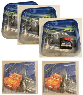 541763.99 Designware Disney Cars 3 Plates And Luncheon Napkins Sealed Lot Discontinued