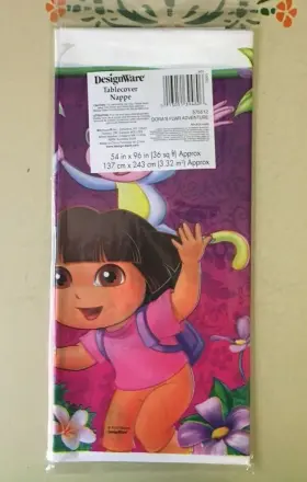 575512 Designware New Dora The Explorer Plastic Table Cover Flower 54x96 Pack Of 3 - Free Ship