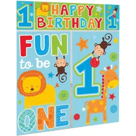 670386 Designware One Wild Boy 1st Birthday Giant Scene Setter Wall Decorating Kit Party Supplies