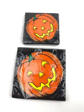Designware By American Greeting 018100656256 Paper Napkins Vintage Halloween Jack O Lantern Pumpkins Beverage And Luncheon Nos