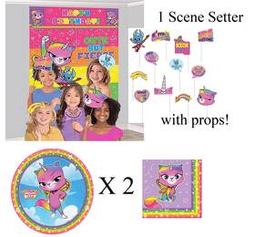 Designware Wilton 013051859244 Rainbow Butterfly Unicorn Kitty Happy Birthday Party Lot Scene Setter With Props
