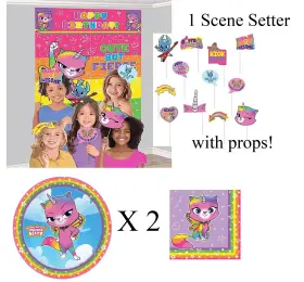 Designware Wilton 013051859244 Rainbow Butterfly Unicorn Kitty Happy Birthday Party Lot Scene Setter With Props