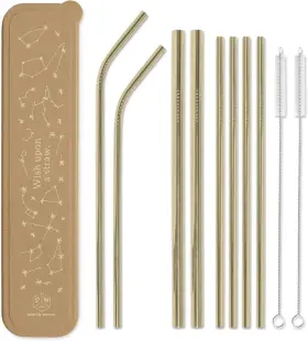Ssh-1005 Designworks Ink Reusable Stainless Steel Set Of 8 Ochre - Wish Upon A Star
