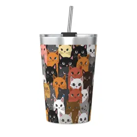 Dwf-576686708-zhuibei Dewoofly Colorful Cats 12 Oz Insulated Ounces Funny Kitten Animals