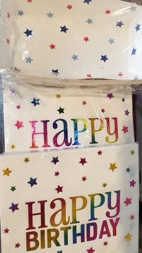 2pk-happy Dg 011179351626 Birthday Party Napkins 16 Count 2 Ply And 8 Hot Dog Trays Stars