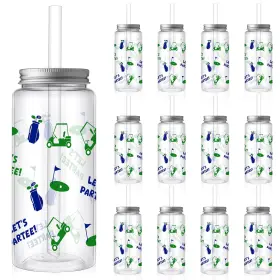 Man-didaey-3291 Didaey 12 Pcs Golf Ball Cups With Straw Lid And Twist Bow 14oz Disposable Drinking C