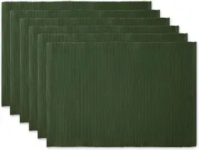 5614 Dii Ribbed Cotton Placemats 13x19 Dark Green Tabletop Set Of 6 Everyday Basic