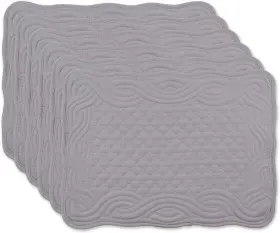 6167 Dii Quilted Farmhouse Collection Tabletop Placemat Set Gray 6 13x18 Inch