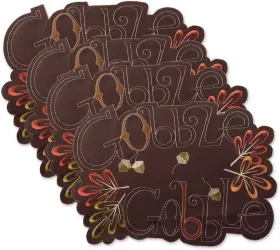 6590 Dii Fall Table Decorations Thanksgiving Placemat Set 14x19 Embroidered