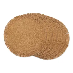 Camz12882 Dii Woven Kitchen Collection Round Placemat Set 15 Inch Natural Fringe