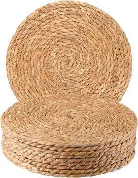 Pm0001 Dimpola D Round Woven Placemats Set Of 10 12 Inch Boho Rattan Nature