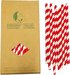 Dz01c17us1 Dingzan Red Striped Paper Drinking 7.75 Inch Stripes 100 Of Box Dz01c17us1 Dingzan Red Striped Paper Drinking 7.75 Inch Stripes 100 Of Box