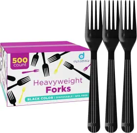 Cvdp500bl Diplastible Plastic Forks Heavy Duty - Disposable Utensils Cutlery For
