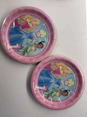 Disney 011179290642 Vintage New 2packs Of 8 Ct Princess 7 Inch Paper Plates 1st Birthday Party
