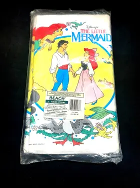 Disney 076526444666 Vintage Walt The Little Mermaid Tablecover With Plastic Back Nip 54 Inch X 96
