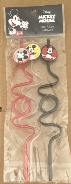 21189 Disney Mickey Mouse Novelty Silly Party Straws 3-pack Plastic Decorative