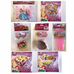 Disney 724328587295 Princess Birthday Party Set Cup Cake Snack Stand Straws Placemats Bowls
