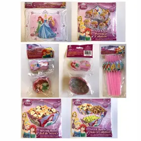 Disney 724328587295 Princess Birthday Party Set Cup Cake Snack Stand Straws Placemats Bowls