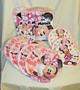 Disney Jr 011179490066 Minnie Birthday Party Supplies 62 Pcs Mouse Decorations Tableware