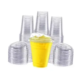 Dppcwsipl-12-50b Disposable Packaging 50 Pack 12 Oz Clear Plastic Cups With Strawless Sip-lids Cold