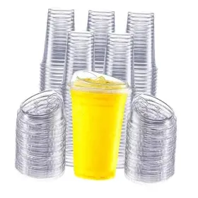 Dppcwsipl-24-1b Disposable Packaging 100 Pack 24 Oz Clear Plastic Cups With Strawless Sip-lids